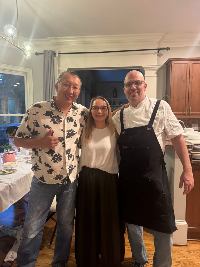 Chef Jackson Locklear with his hosts after a private dinner party at home